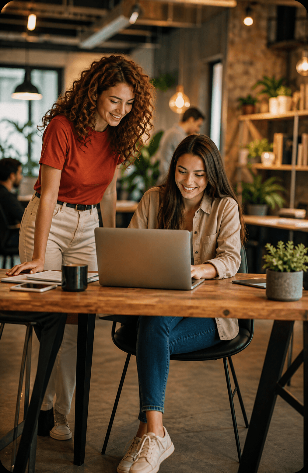 Two creative professionals collaborating on a website